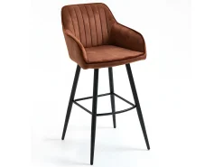 Casa Vital Banco*Conjunto de 2 bancos de bar - tecido e metal - - BOND Castanho