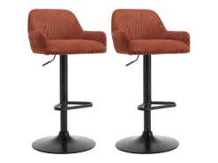 Vente-unique Banco*Conjunto de 2 bancos em veludo canelado e metal preto - Altura regulável - Terracotta - LILIYA Terracota