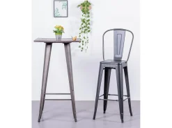 Conjunto de 4 bancos metálicos com encosto alto - Bistro -^Nest Dream Best