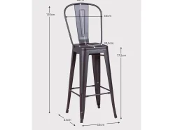 Conjunto de 4 bancos metálicos com encosto alto - Bistro -^Nest Dream Best