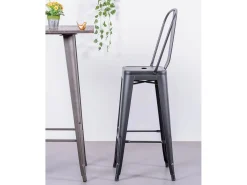 Conjunto de 4 bancos metálicos com encosto alto - Bistro -^Nest Dream Best