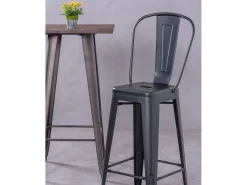 Conjunto de 4 bancos metálicos com encosto alto - Bistro -^Nest Dream Best