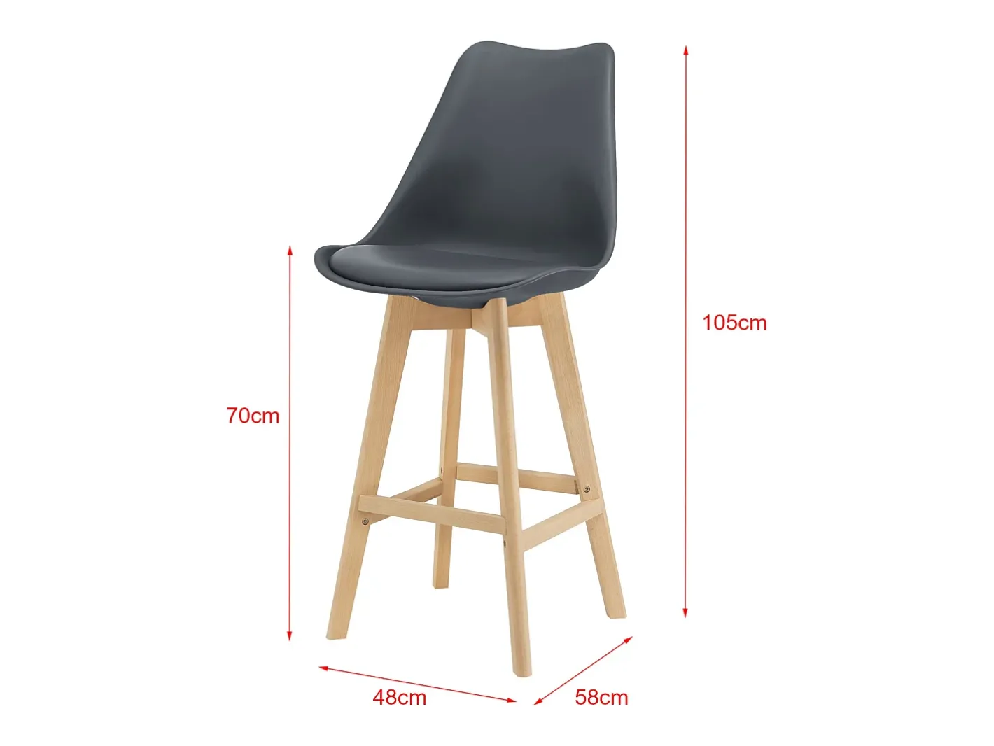 Conjunto de 6 banquetas de bar em plástico sintético acabamento em faia 105 x 48 x 58 cm cinza 03_0008726*Helloshop26 Hot