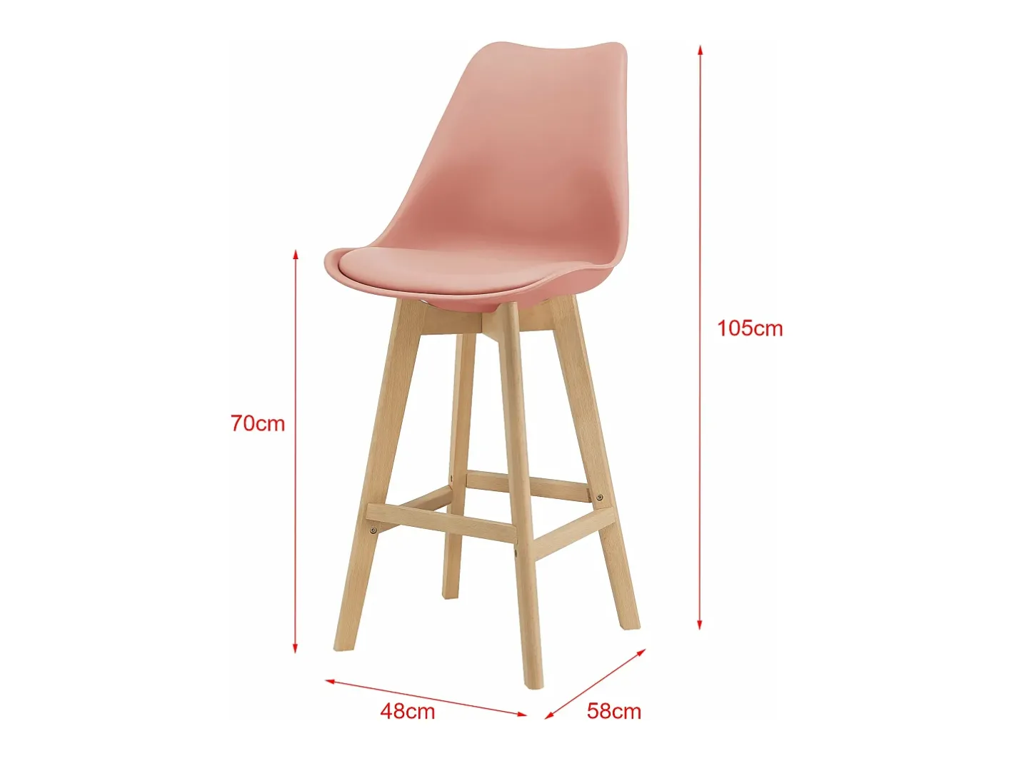 Conjunto de 4 banquetas de bar em plástico sintético acabamento em faia 105x48x58 cm rosa 03_0008721^Helloshop26 Clearance