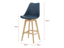Conjunto de 6 banquetas de bar em plástico sintético acabamento em faia 105 x 48 x 58 cm azul 03_0008725*Helloshop26 Online
