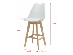 Clearance Conjunto de 6 banquetas de bar em plástico sintético acabamento em faia 105 x 48 x 58 cm brancas 03_0008724 Banco