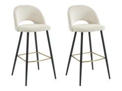 Vente-unique Banco*Conjunto de 2 banquetas de bar em veludo cotelê e metal - - FINCHY por Pascal Morabito Creme