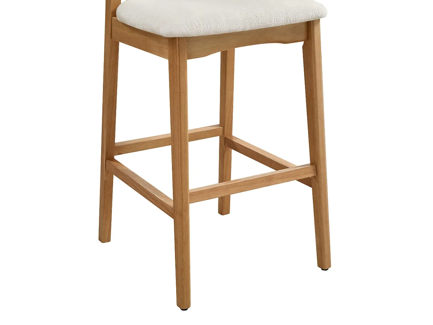Vente-unique Banco*Conjunto de 2 banquetas em tecido texturizado e madeira de seringueira natural - - LERANIA Creme