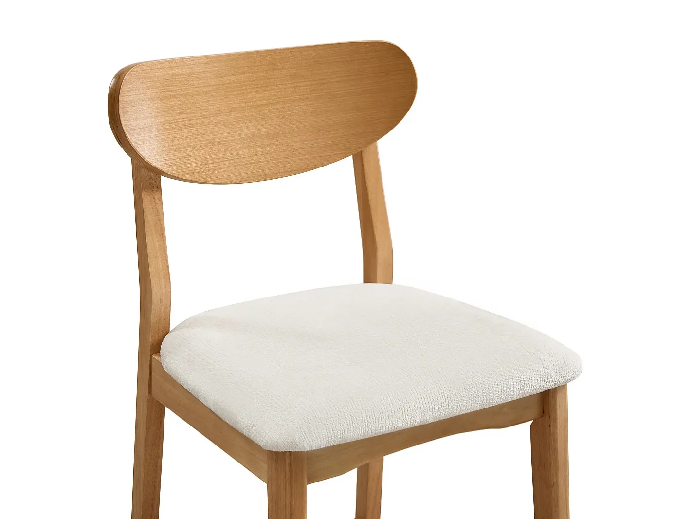 Vente-unique Banco*Conjunto de 2 banquetas em tecido texturizado e madeira de seringueira natural - - LERANIA Creme