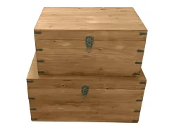 Conjunto de 2 baús de madeira, C. 70 x L. 46 x A. 35 cm e C. 60 x L. 38 x A. 30 cm, MALOUEN*OZAIA Hot