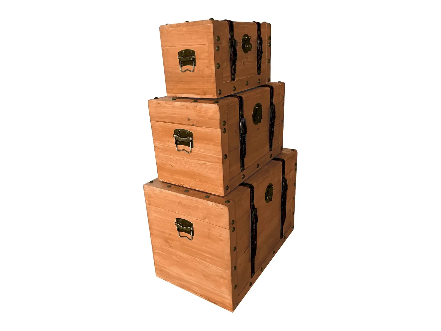 Conjunto de 3 baús em madeira de abeto e MDF - 3 tamanhos - Natural - ESPARTA^OZAIA Best