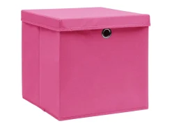 vidaxl Acessórios De Arrumação*Conjunto de 4 Caixas de Arrumação com Tampa em Tecido - 32x32x32 cm Rosa