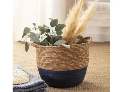 Outlet Conjunto de 3 cestas Anxo de fibra natural com alças, /natural. Acessórios De Arrumação|Cesto