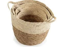 VS Venta-stock Acessórios De Arrumação|Cesto*Conjunto de 3 cestas Brais de fibra natural com alças, /natural. Branco