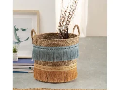 Conjunto de 2 cestas Indie de fibra natural com alças, /laranja.*VS Venta-stock Sale