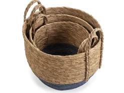 Conjunto de 3 cestas Iria de fibra natural com alças, /natural.^VS Venta-stock Best