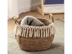 VS Venta-stock Acessórios De Arrumação|Cesto*Conjunto de 3 cestas Jula de fibra natural com alças, /natural. Branco