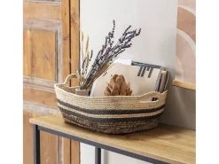 Conjunto de 3 cestas Luar de fibra natural e papel, marrom/bege com alças.^VS Venta-stock Hot