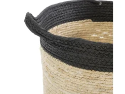 VS Venta-stock Acessórios De Arrumação|Cesto*Conjunto de 3 cestas Otilia de fibra natural e papel, /bege com alças. Preto