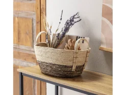 Conjunto de 3 cestas Xiana de fibra natural com alças, /marrom.*VS Venta-stock Clearance