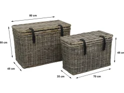 Conjunto de 2 malas de arrumação em kubu NEFTA - C80 x L45 x A55 cm e C70 x L35 x A45 cm*OZAIA