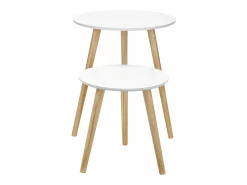 Conjunto de 2 mesas de centro redondas para cafeteria/mesa de cabeceira estilo escandinavo minimalista moderno sala de estar/quarto brancas 12_0002956*Helloshop26 Sale