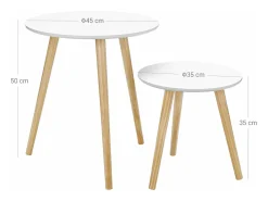 Conjunto de 2 mesas de centro redondas para cafeteria/mesa de cabeceira estilo escandinavo minimalista moderno sala de estar/quarto brancas 12_0002956*Helloshop26 Sale