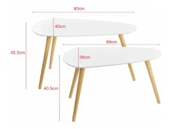 Conjunto de 2 mesas de centro de tamanhos diferentes design para sala de estar MDF pinho 45,5 x 80 x 40 cm e 40,5 x 68 x 36 cm fosco 03_0005777^Helloshop26 Clearance