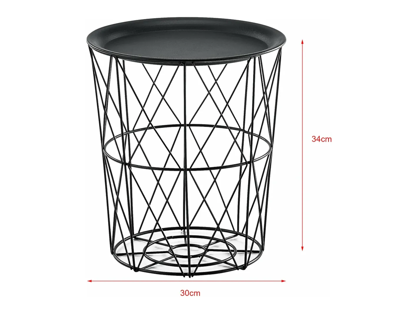 Conjunto de 3 mesas de encaixe mesa de centro/mesa de estar em metal com tampo removível 40x40x44 cm preta 03_0006057*Helloshop26 Hot