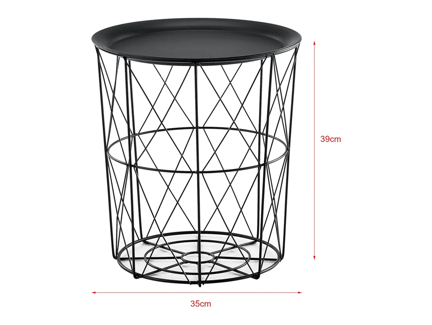 Conjunto de 3 mesas de encaixe mesa de centro/mesa de estar em metal com tampo removível 40x40x44 cm preta 03_0006057*Helloshop26 Hot