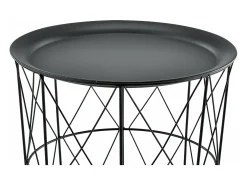 Conjunto de 3 mesas de encaixe mesa de centro/mesa de estar em metal com tampo removível 40x40x44 cm preta 03_0006057*Helloshop26 Hot