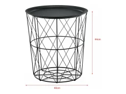 Conjunto de 3 mesas de encaixe mesa de centro/mesa de estar em metal com tampo removível 40x40x44 cm preta 03_0006057*Helloshop26 Hot