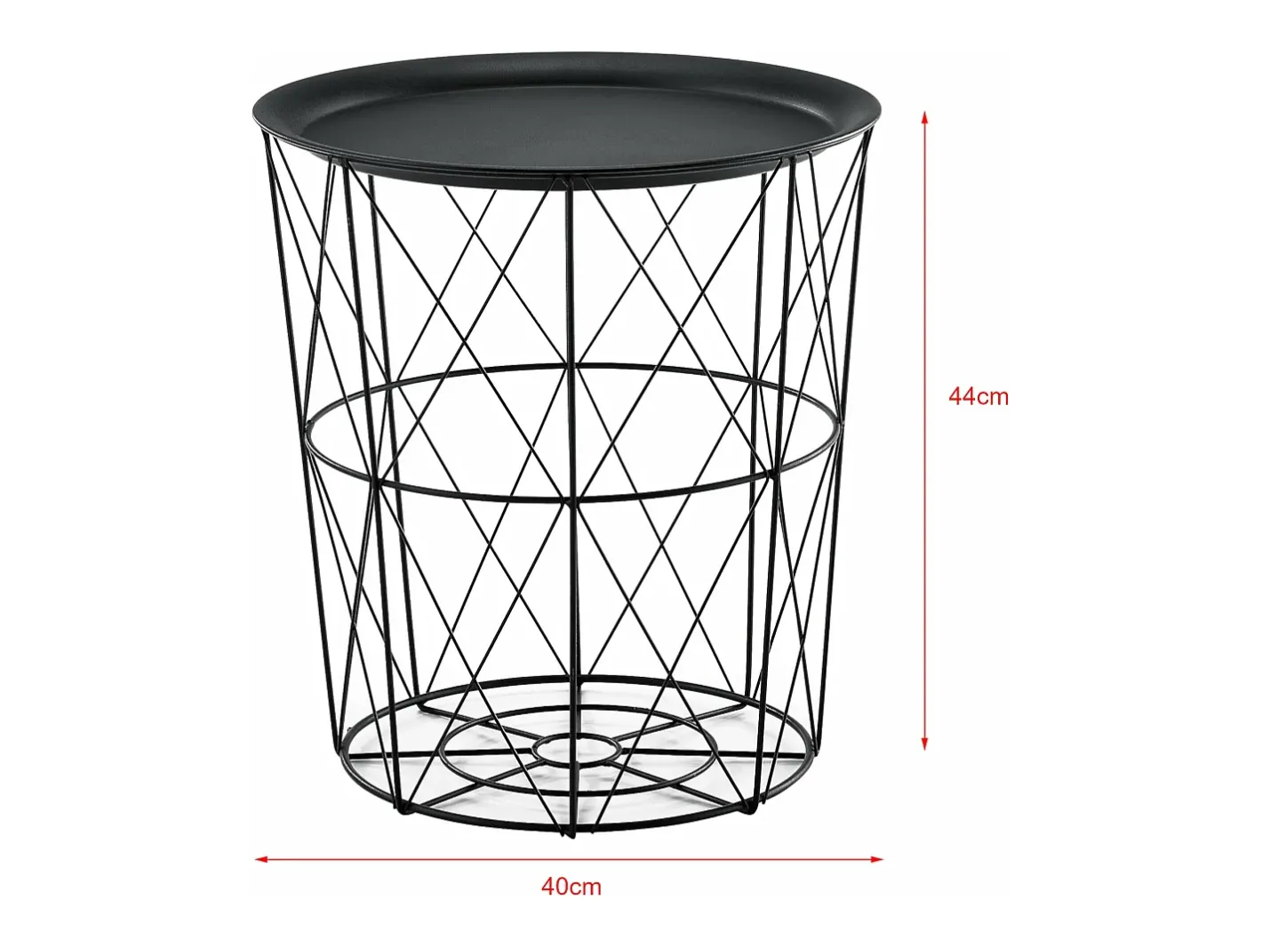 Conjunto de 3 mesas de encaixe mesa de centro/mesa de estar em metal com tampo removível 40x40x44 cm preta 03_0006057*Helloshop26 Hot