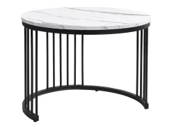 Clearance Conjunto de 2 mesas de encastrar - 2 gavetas - tampo em mármore - Branco e Preto Mesa De Centro