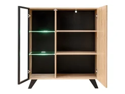 Conjunto de 4 móveis para sala de estar coleção NIELSEN. Cores carvalho e preto.*Price Factory Hot