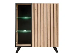 Conjunto de 4 móveis para sala de estar coleção NIELSEN. Cores carvalho e preto.*Price Factory Hot