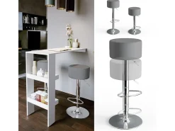 Vicco Banco*Conjunto de 2 peças de banco de bar cinza 33x33x92 Cinzento