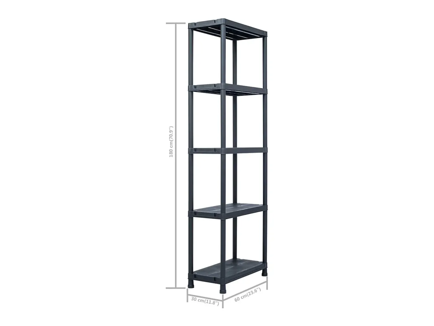 Conjunto de 5 prateleiras de armazenamento capacidade de 125 kg 60 x 30 x 180 cm plástico 02_0000673^Helloshop26 Hot