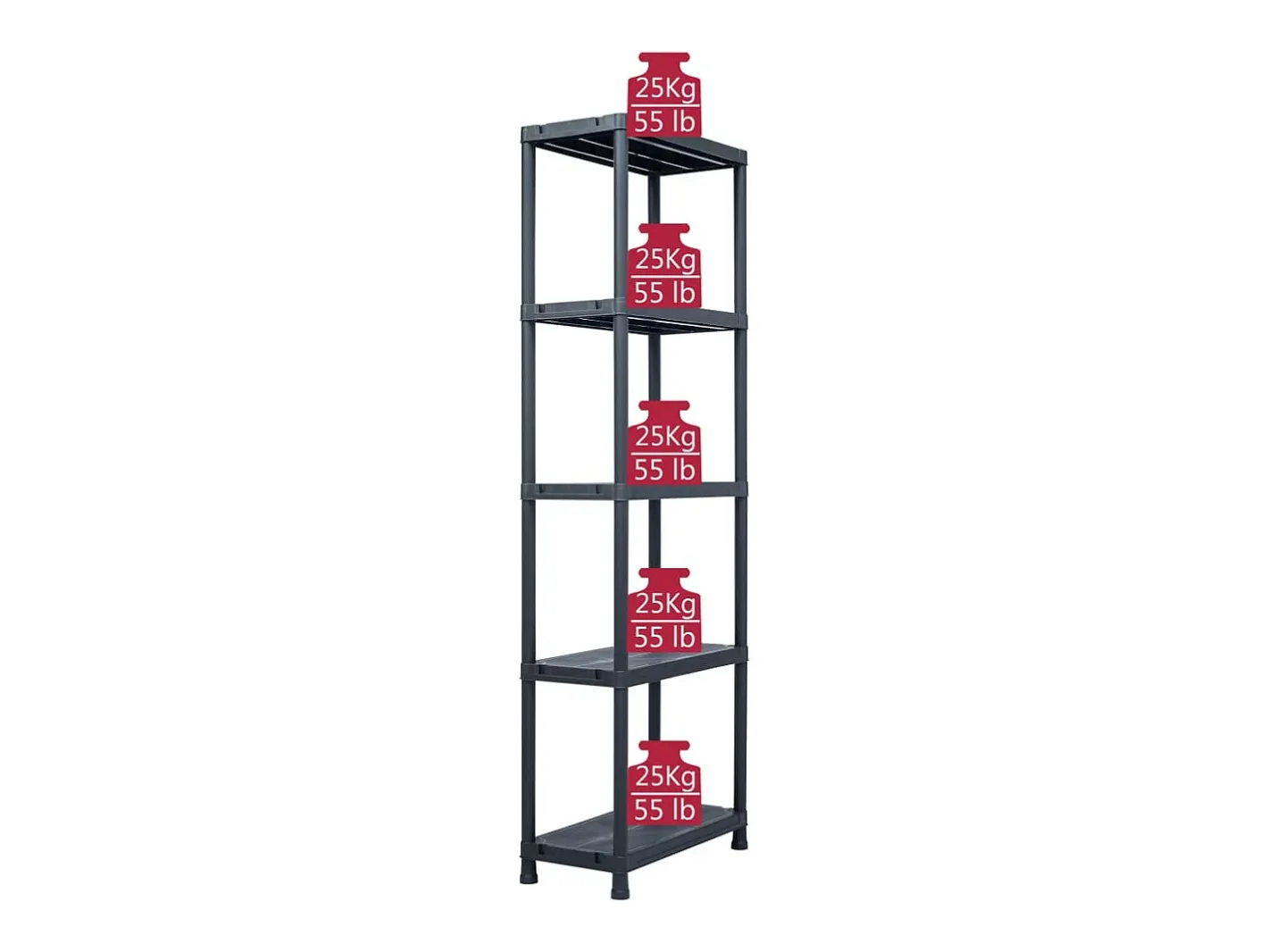 Conjunto de 5 prateleiras de armazenamento capacidade de 125 kg 60 x 30 x 180 cm plástico 02_0000673^Helloshop26 Hot