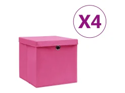 vidaxl Acessórios De Arrumação*Conjunto de Caixas de Arrumação com Tampas - 4 Peças 28x28x28 cm Rosa