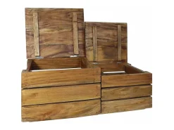 vidaxl Acessórios De Arrumação*Conjunto de caixas de arrumação 2 pcs madeira de mogno maciça Natural claro