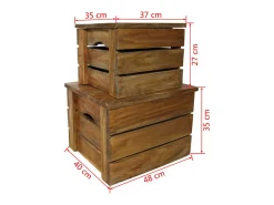 vidaxl Acessórios De Arrumação*Conjunto de caixas de arrumação 2 pcs madeira de mogno maciça Natural claro