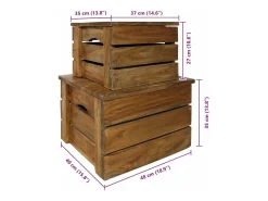 vidaxl Acessórios De Arrumação*Conjunto de caixas de arrumação 2 pcs madeira de mogno maciça Natural claro