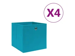 Conjunto de Caixas de Arrumação Dobráveis em Tecido Azul-Bebé - 4 Peças 28x28 cm*vidaxl