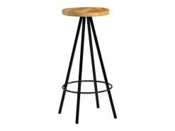 Conjunto de duas banquetas de bar de design exclusivo assento em madeira maciça de mangueira 1202183^Helloshop26