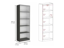 TuHome Biblioteca*Conjunto de estantes para escritório em melamina de 3 peças com prateleiras e 4 portas , 180.6 cm X 152.8 cm X 29.9 cm , Multicolor Multicor