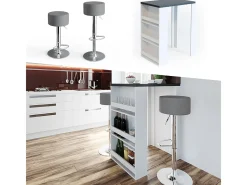Vicco Móvel De Bar*Conjunto de mesa de bar antracite/branco 57x80x106 Cinza antracite