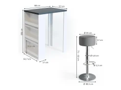 Vicco Móvel De Bar*Conjunto de mesa de bar antracite/branco 57x80x106 Cinza antracite