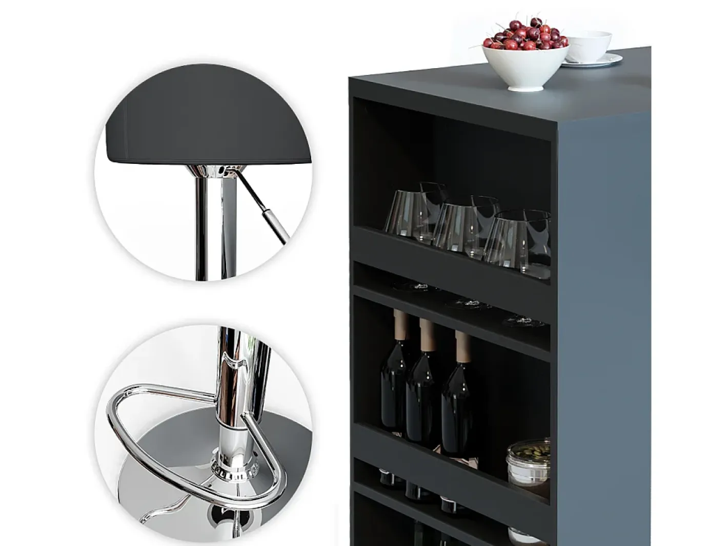 Vicco Móvel De Bar*Conjunto de mesa de bar antracite 57x80x106 Cinza antracite