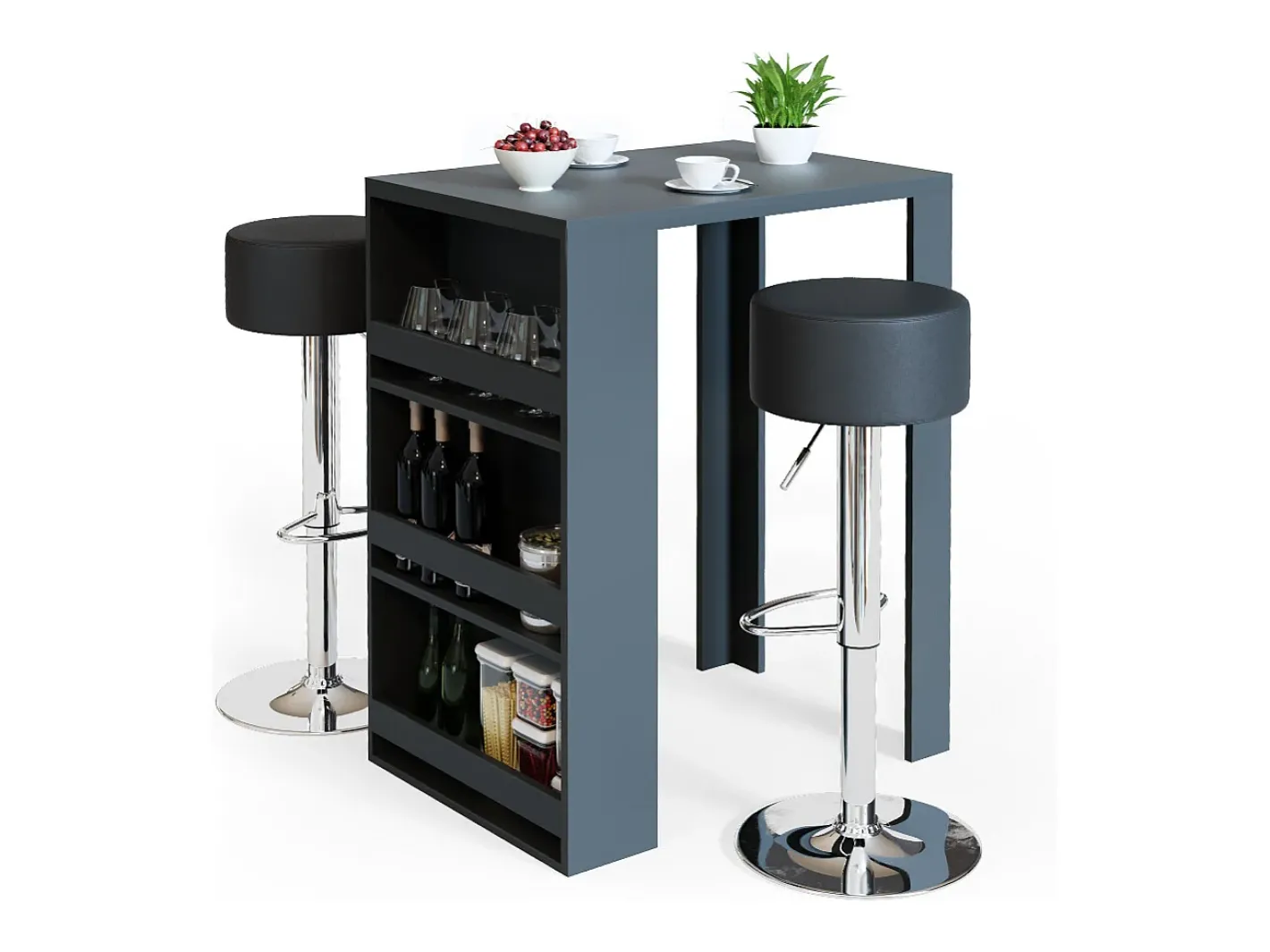 Vicco Móvel De Bar*Conjunto de mesa de bar antracite 57x80x106 Cinza antracite